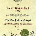 Douay-Rheims NT - 1600 - COLOSSIANS 1:1-10