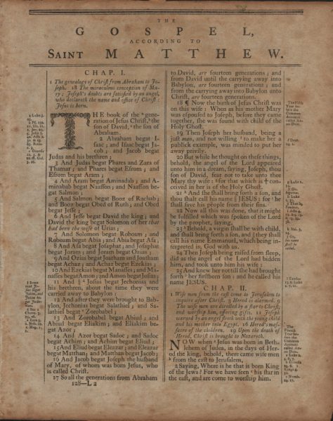 Isaiah Thomas (KJV) - 1791 - MATTHEW 1:1-3:9