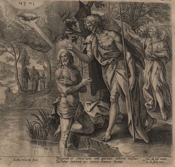 John The Baptist Baptism Of Jesus 1585 Set Of 2 Plates Historic