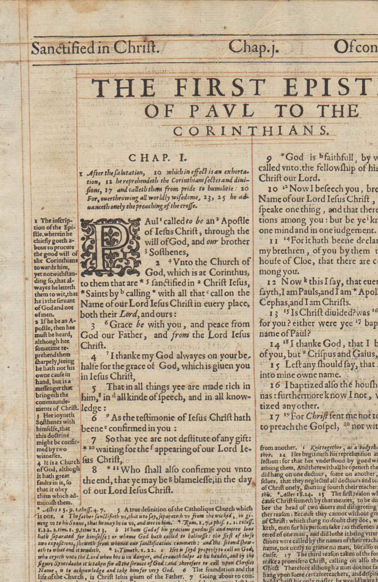 Geneva – 1607 folio – 1 CORINTHIANS 1-2 Title