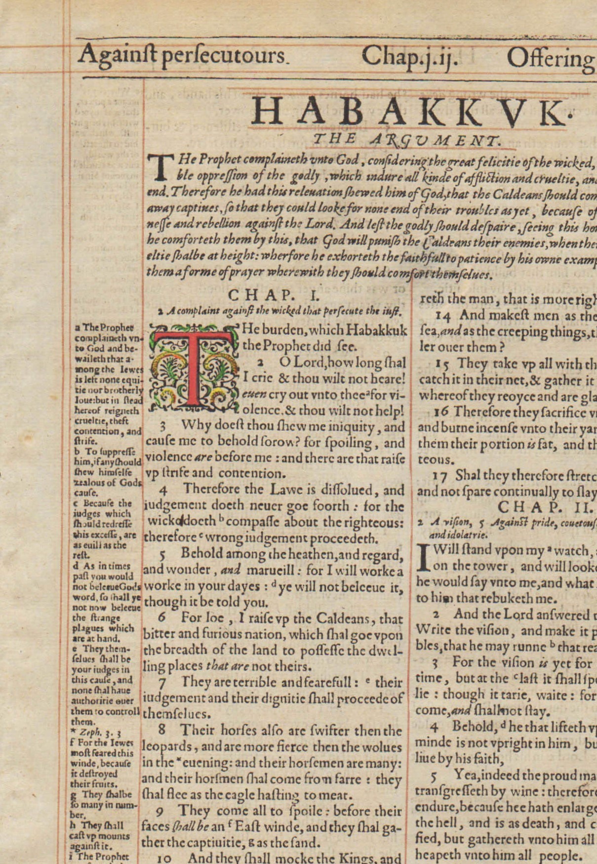 Geneva – 1607 folio – HABAKKUK 1-3 Title