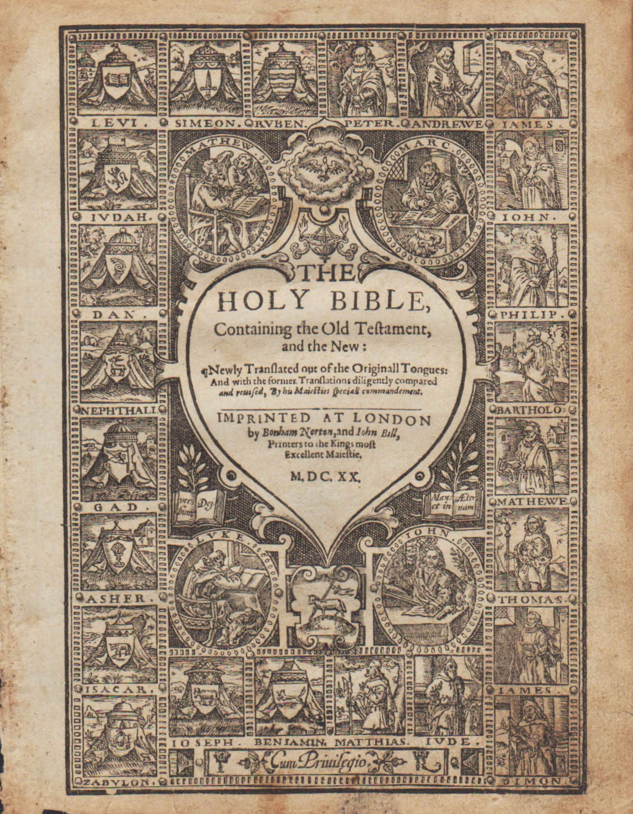 King James 1620 GENESIS 1 and TITLE Historic Bibles & Engravings
