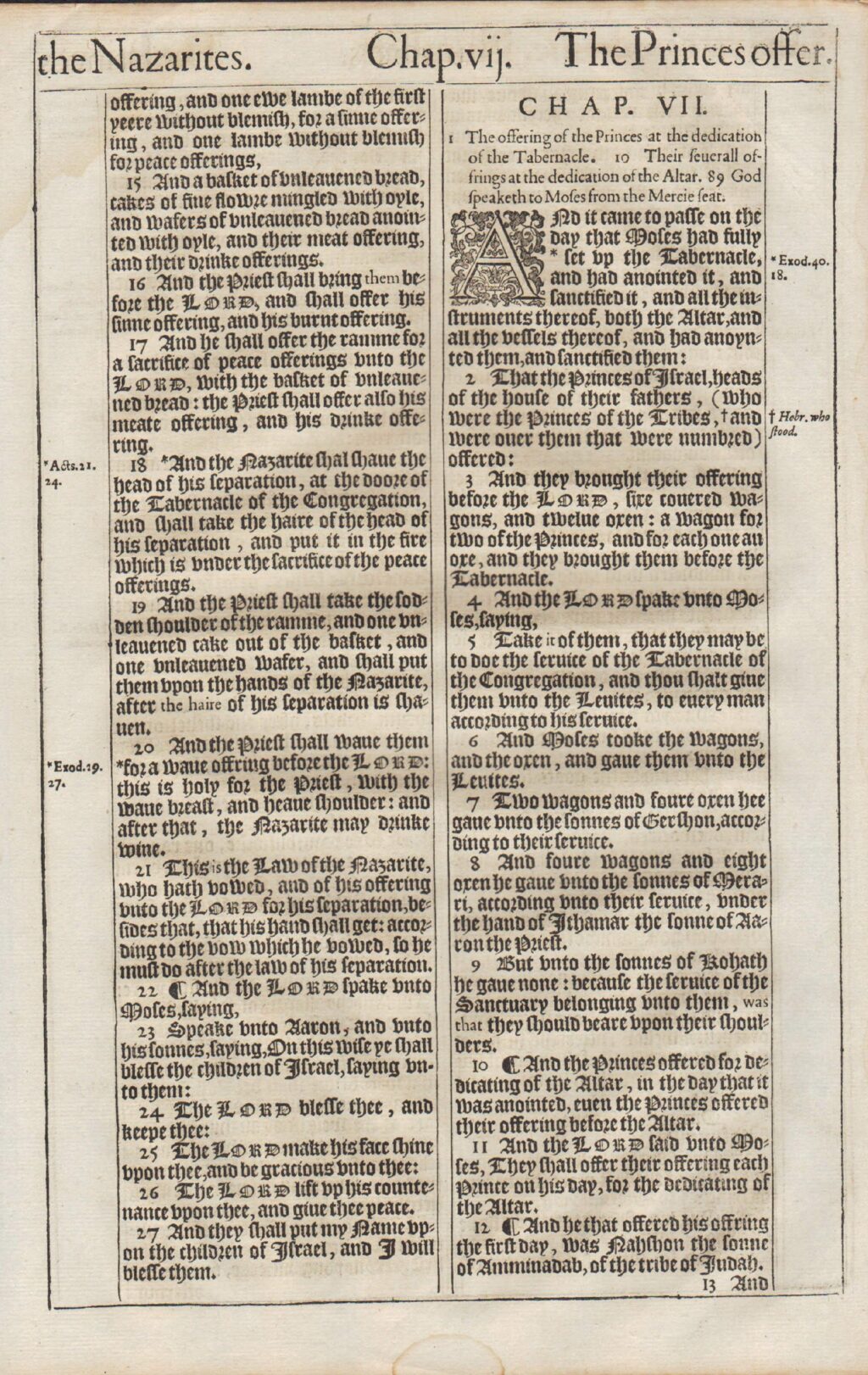 King James - 1611 - NUMBERS 6-7 - Historic Bibles & Engravings
