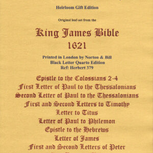 King James – 1621 – 12 Epistles COLOSSIANS to 1 JOHN – 15 Leaf-Set