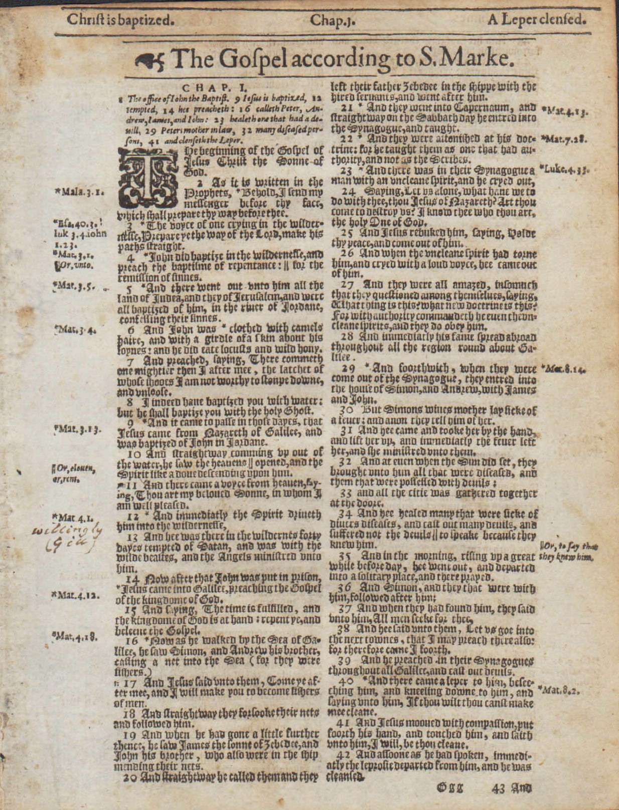 King James - 1613 - MARK 1-3